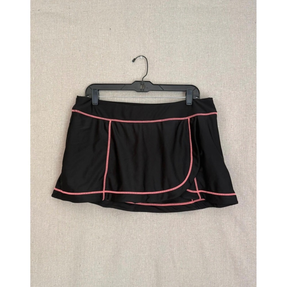 ZeroXposur Swim Skirt Black Pink Contrast Stitch Built-in Brief Womens XL 16